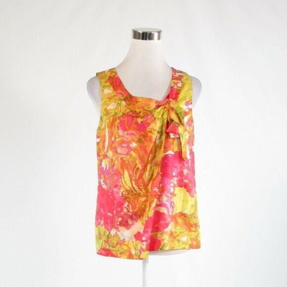 Pink yellow J. CREW sleeveless blouse 2 - Picture 1 of 8